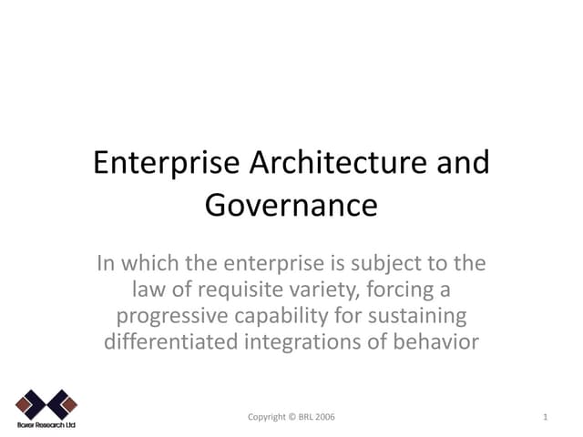 Enterprise Architecture and Governance