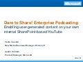Dare to Share! Enterprise Podcasting: Enabling user-generated content on your own internal SharePoint-based YouTube