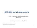 ENTR4800 Class 3 - Business Modelling for Social Enterprise