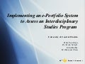 Implementing an e-Portfolio System to Assess an Interdisciplinary Studies Program