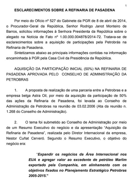 Esclarecimentos sobre a refinaria d...