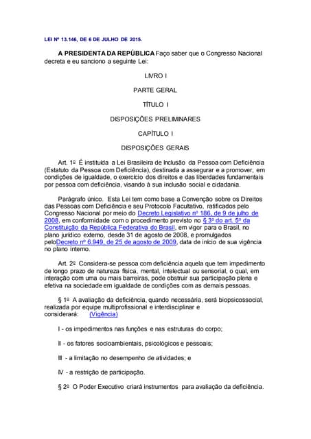 ESTATUTO DA PESSOA COM DEFICIÊNCIA