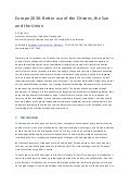 Europe 2030: Better use of the Citizens, the Sun  and the Union