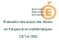 Evaluations CE1 et CM2 2009