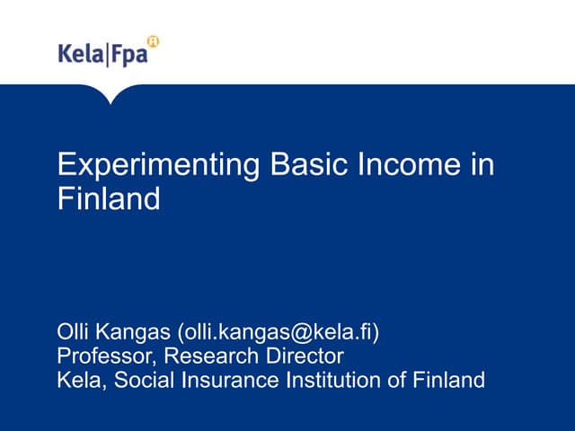 Experimenting with basic income in ...