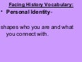 Facing history vocabulary