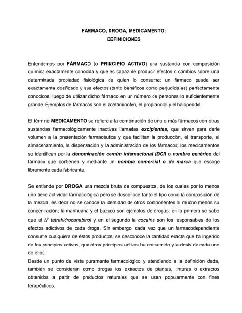 Farmaco, droga, medicamento