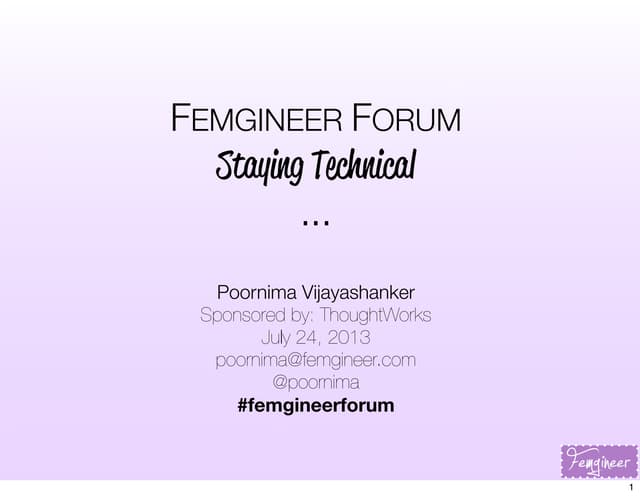 Femgineer Forum Staying Technical