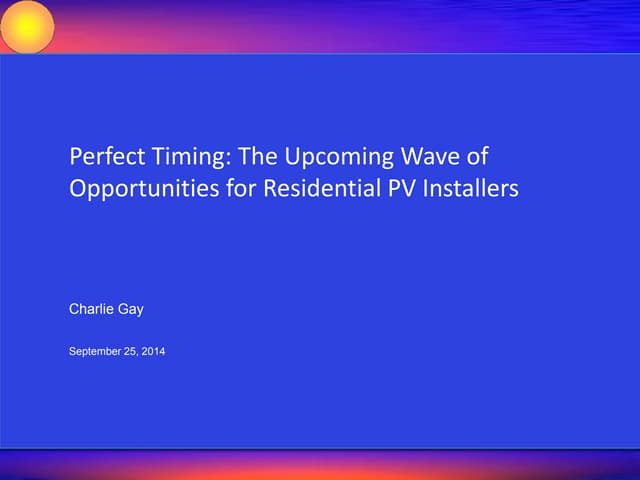 Perfect Timing:  The Upcoming Wave ...