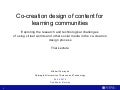 Trial lecture - Co-creation design of content for learning communities