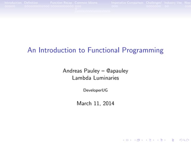 An Introduction to Functional Progr...