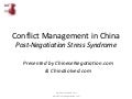 Conflict Management in China - Post-Contract Negotiation
