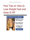 Free Tips on How to Lose Weight Fast and Keep It Off 