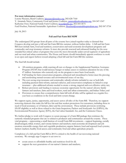 Letter to Congress: A Full and Fair...