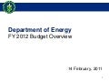Secretary Chu&rsquo;s FY 2012 Budget Briefing
