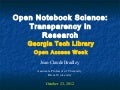 Bradley Open Notebook Science Georgia Tech OA week