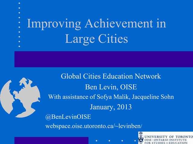 Global Cities Education Network Presentation by Ben Levin on Equity in Education