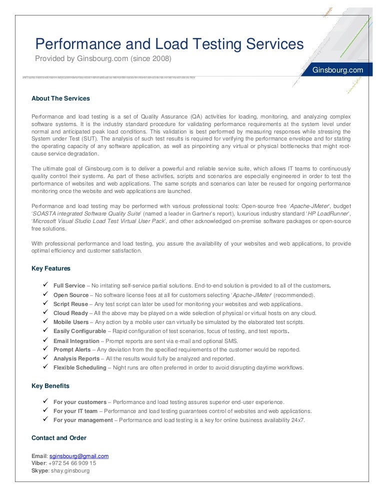 Ginsbourg.com - Performance &amp; Load Testing Service Announcement