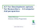 ICT for development options for researchers: A view of Computer Aid International