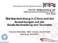 Marktentwicklung in China und die Auswirkungen auf die Kaufentscheidung von Touristen