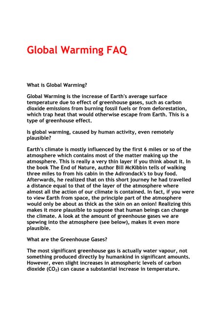 Global warming faq