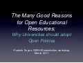 The Many Good Reasons for Open Educational Resources