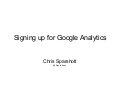 Signing up to Google Analytics