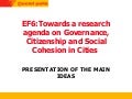 Governance, Citizenship and Social Cohesion in Cities