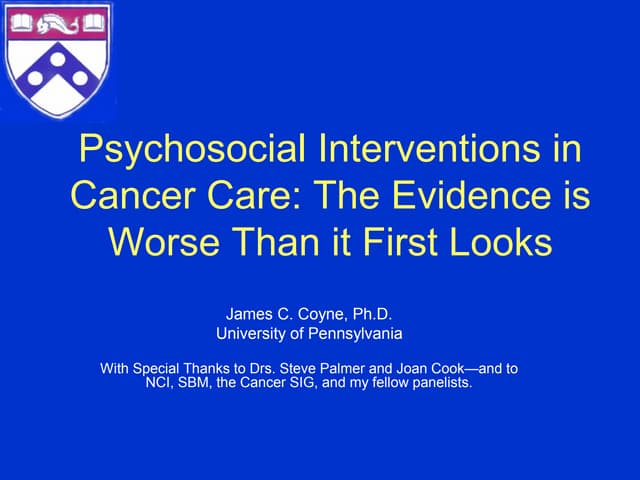 Great debate psychosocial interventions in cancer care