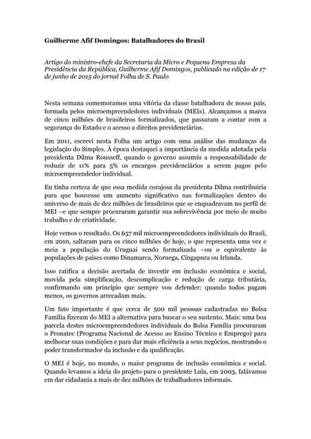  Artigo: Batalhadores do Brasil