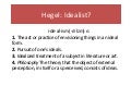 Communication and Culture HEGEL IDEALISM MARKET LIBERALISM FREE MARKET