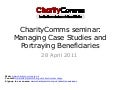 How should charities portray their beneficiaries and users?