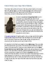 Help to Reduce your Dog's Risk of Obesity