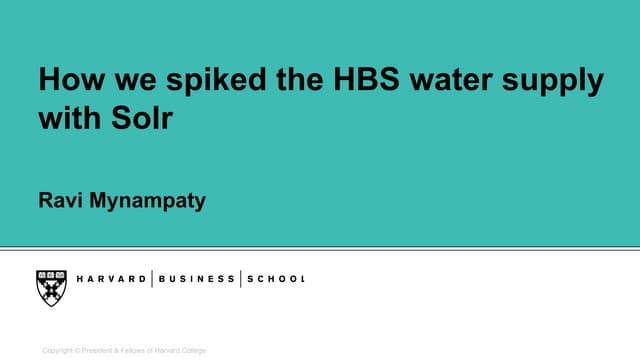 How we spiked the HBS water supply ...