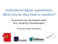 Institutional digital repositories: What role do they have in curation?