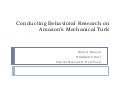 SA1: How to use Mechanical Turk for Behavioral Research