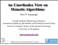 An Unorthodox View on Memetic Algorithms