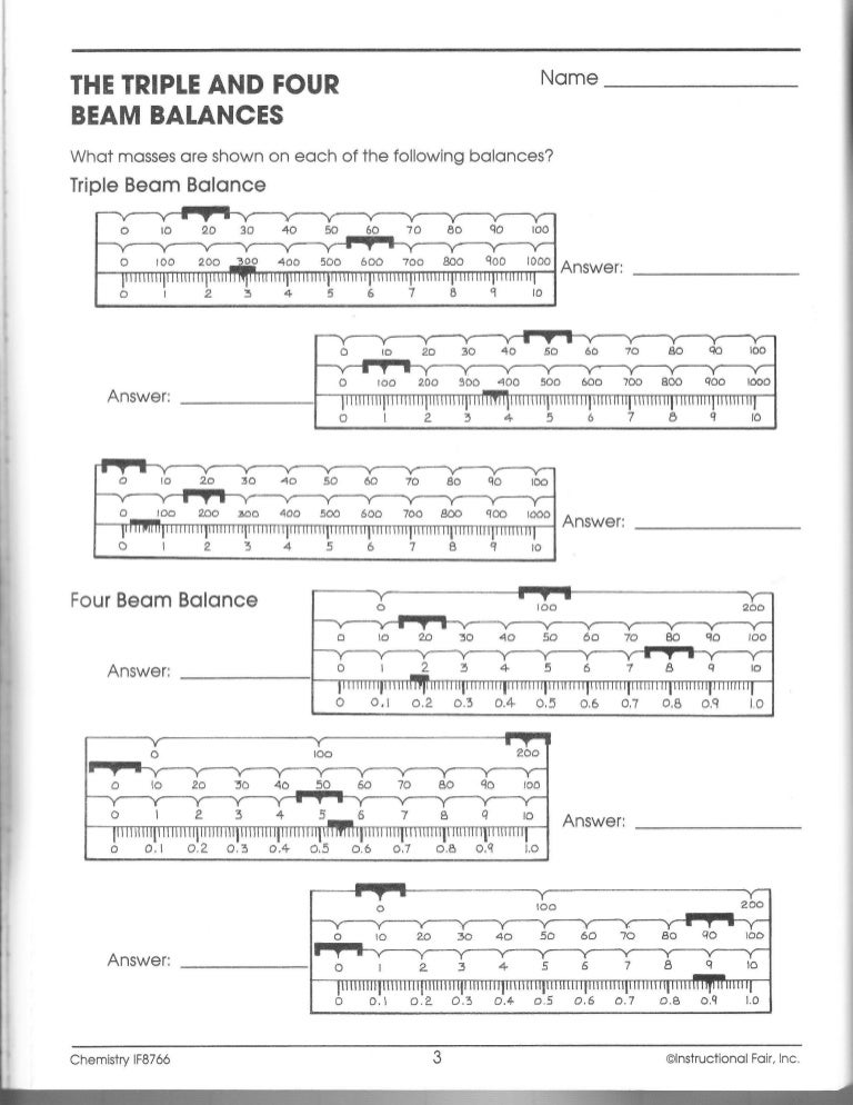 Printables Triple Beam Balance Worksheet printables triple beam balance worksheet safarmediapps if chemistry workbook ch099 a