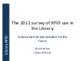 2012 Library RFID Survey - report to IFLA/WLIC