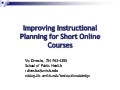 Improving instructional planning for short online courses