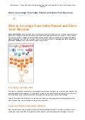 In blurbs how to leverage your sales funnel and grow your revenue