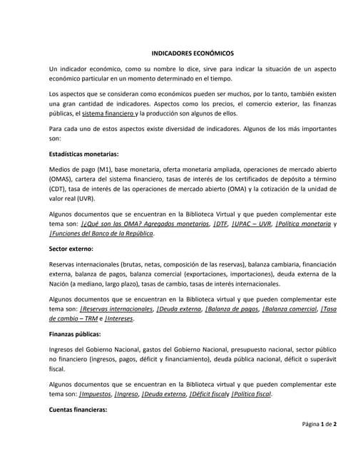 Indicadores económicos -  macroeconomía