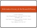 Information Literacy Orientation (Fall, 2011)