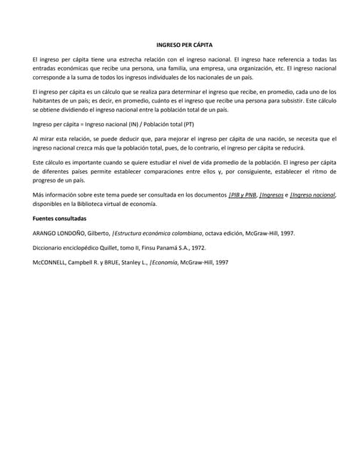 Ingreso per cápita - Macroeconomia