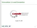 Innovations in Lead Generation