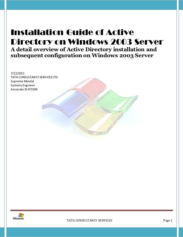 Installation of Active Directory on Windows Server 2003 Server