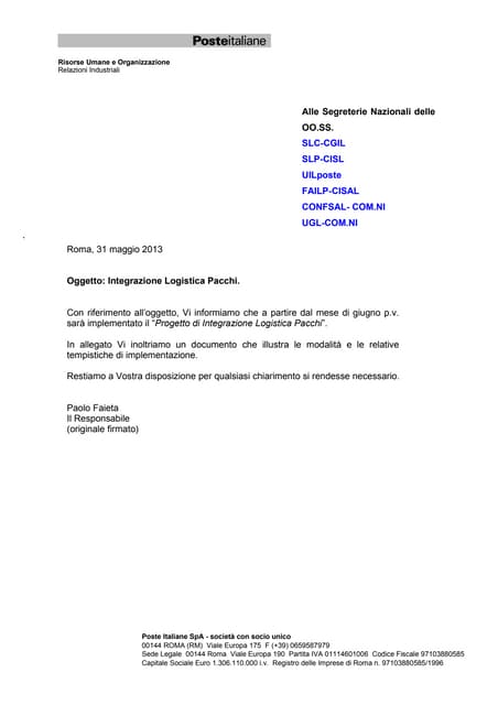 Integrazione logistica pacchi