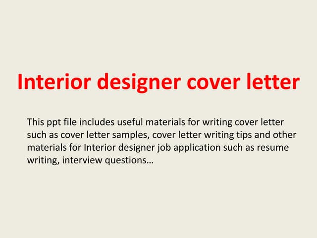 Interior Designer cover letter, sample, example, designing