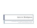 Schipul Webinar - Intro To Wordpress