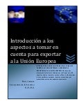 Introducción a los aspectos a tomar en cuenta para exportar a la Unión Europea